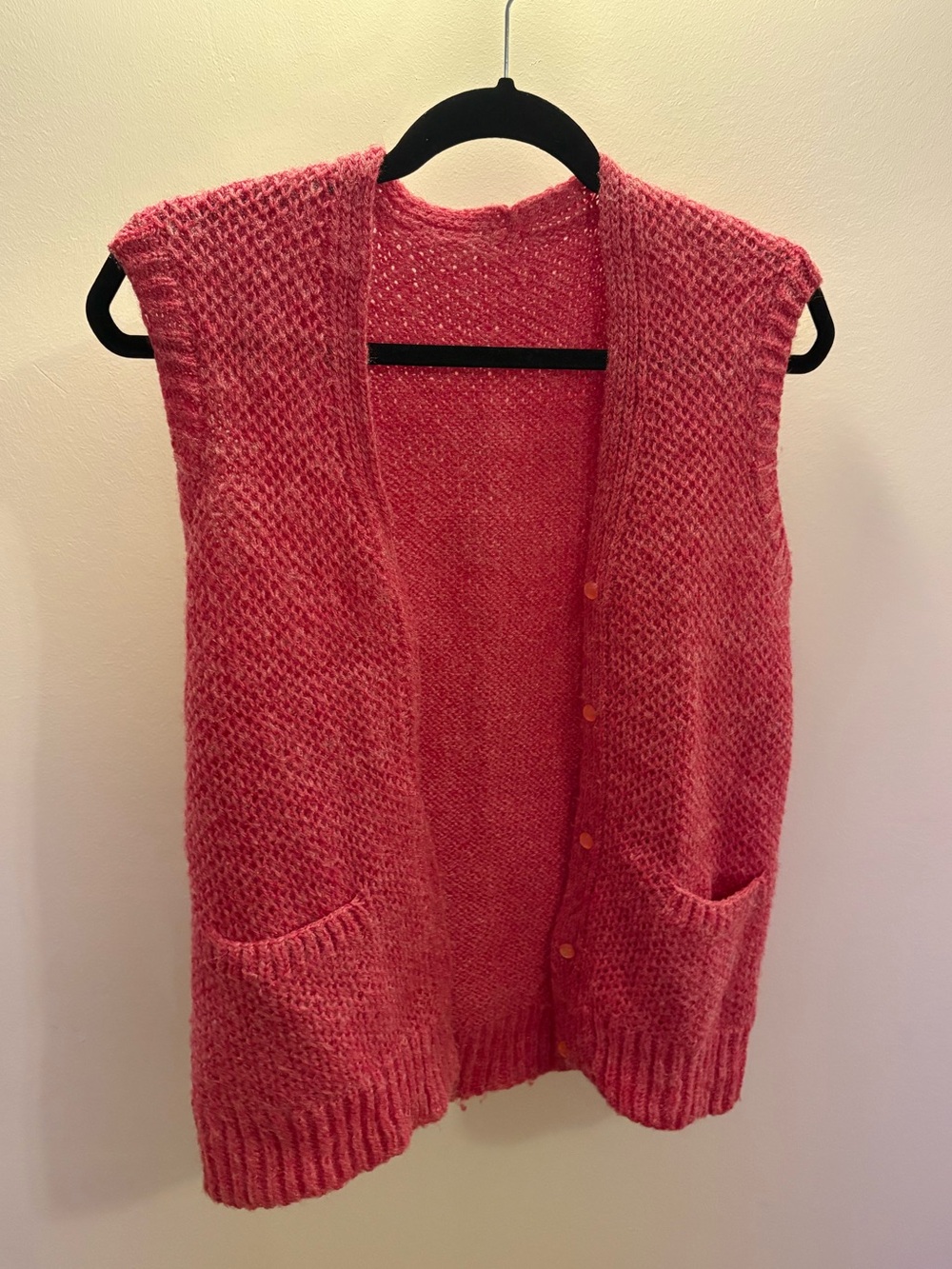 Pink Knit Sleeveless Button Up Best